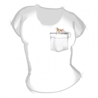 Женская футболка "Карман с мышкой" с принтом на сайте mosmayka.ru