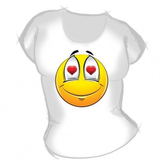 Женская футболка "Влюбленный смайл" с принтом на сайте mosmayka.ru